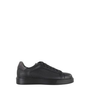 Doucals Black Tumbled Leather Sneakers With Suede Heel - NWT